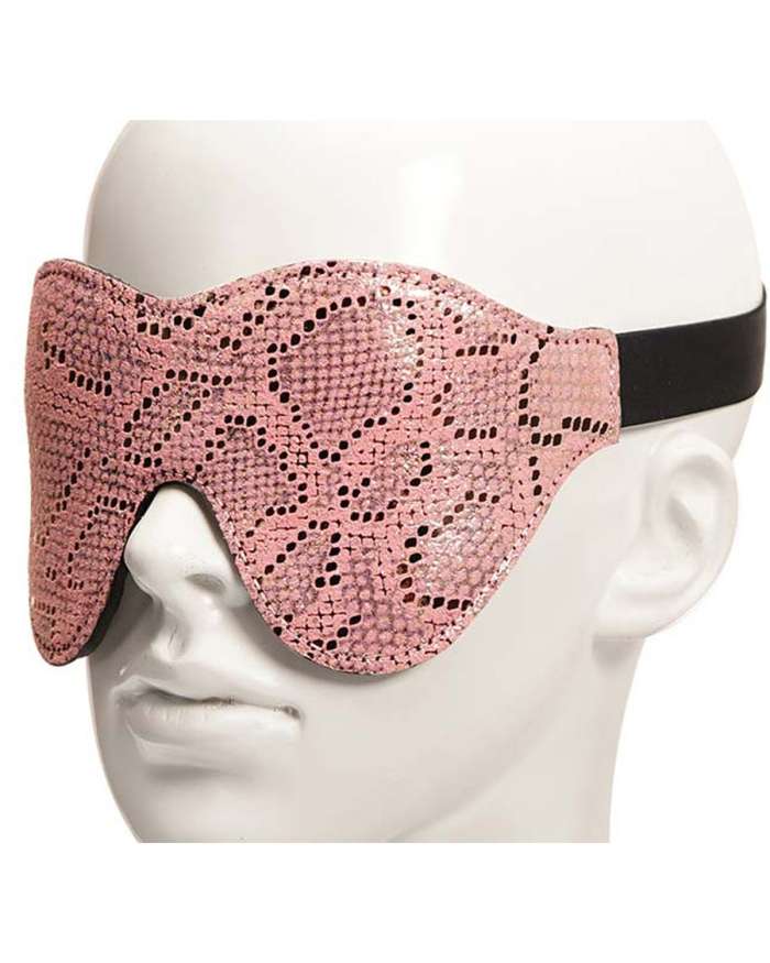 Spartacus Pink Snakeprint Microfiber Blindfold with Leather