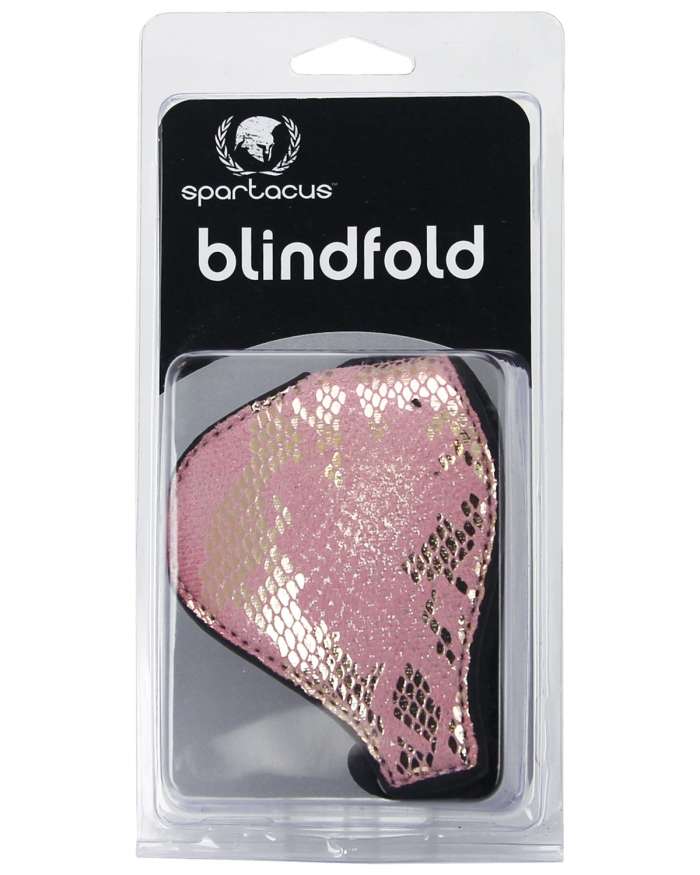 Spartacus Pink Snakeprint Microfiber Blindfold with Leather