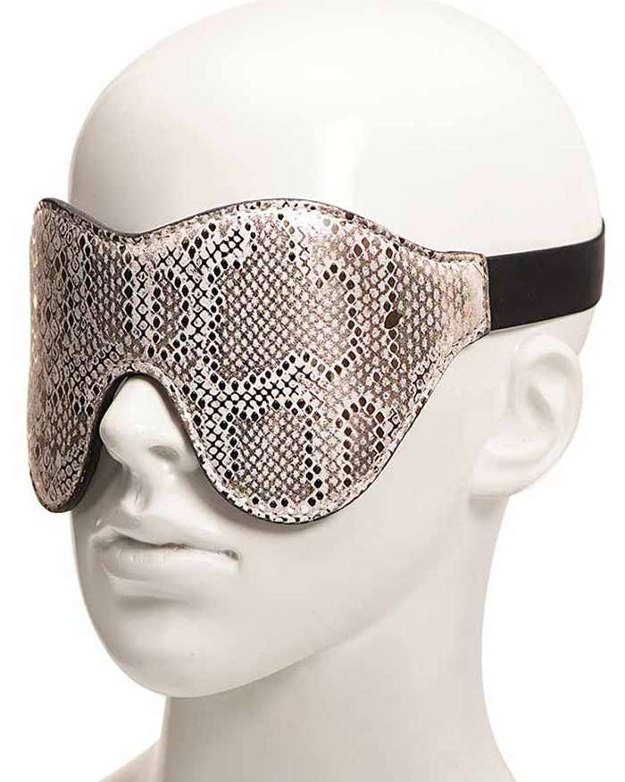 Spartacus White Snakeprint Microfiber Blindfold with Leather