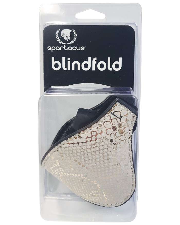 Spartacus White Snakeprint Microfiber Blindfold with Leather