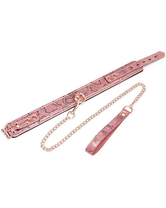 Spartacus Microfiber Pink Snake Print Collar & Leash