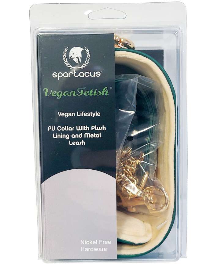 Spartacus VeganFetish Plush Lined PU Collar & Leash