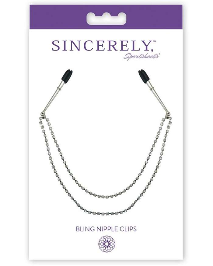 Sportsheets Sincerely Diamond Gem Bling Nipple Chain and Clips