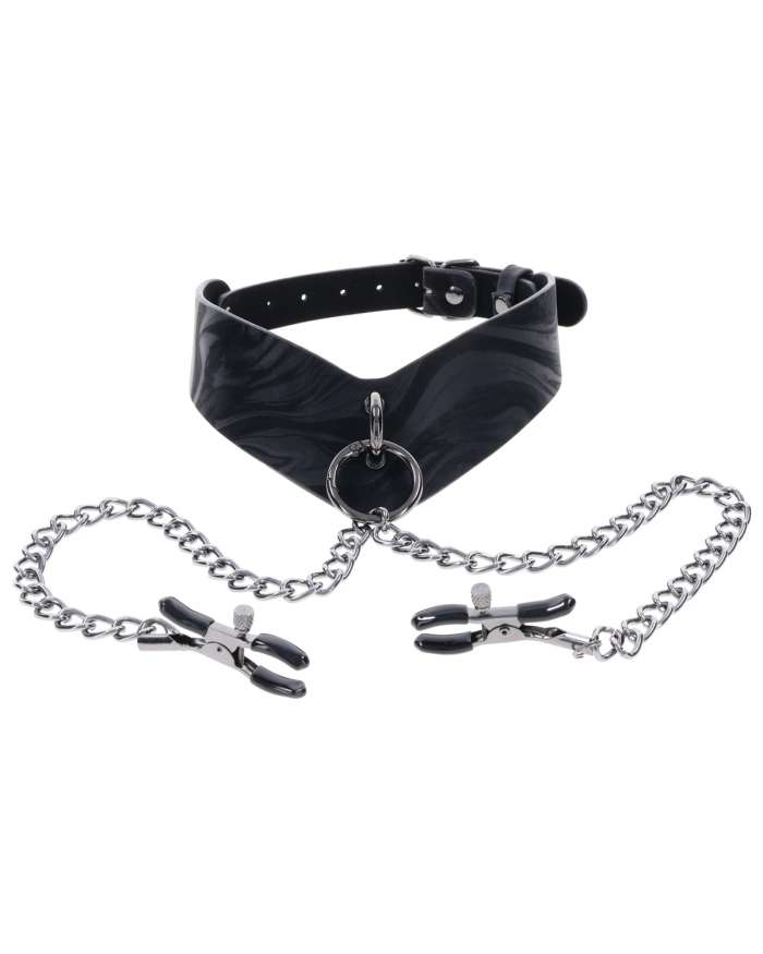 Sportsheets Velvet Noir Collar & Removable Clamps