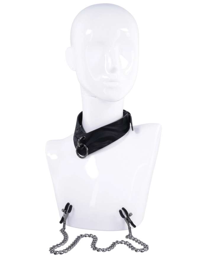 Sportsheets Velvet Noir Collar & Removable Clamps