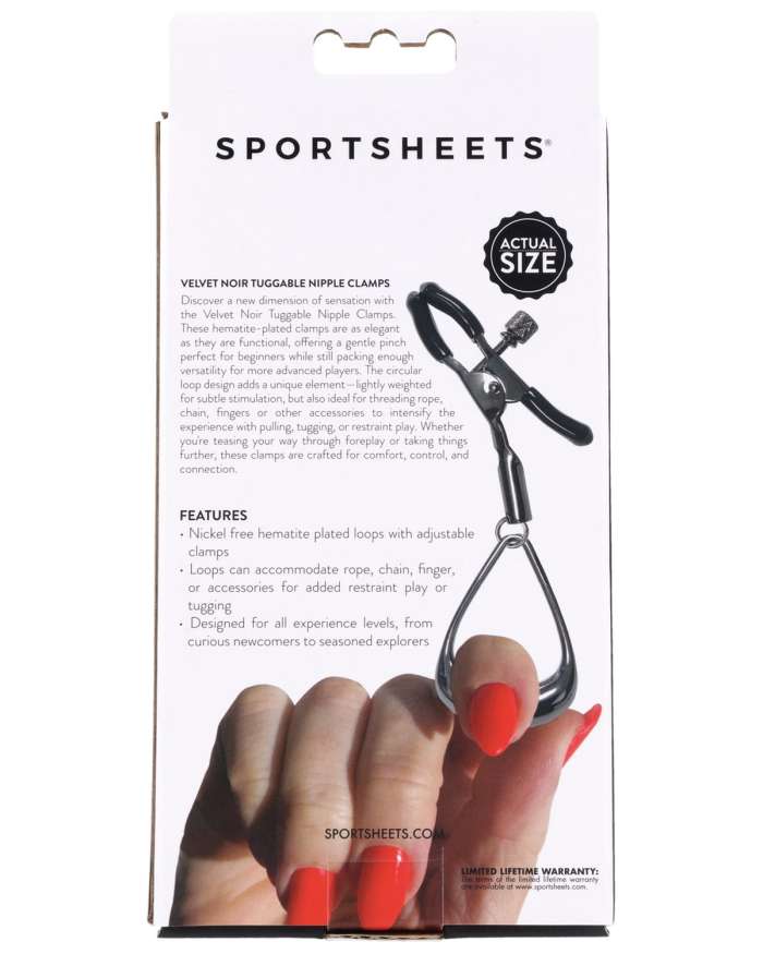 Sportsheets Velvet Noir Tuggable Nipple Clamps