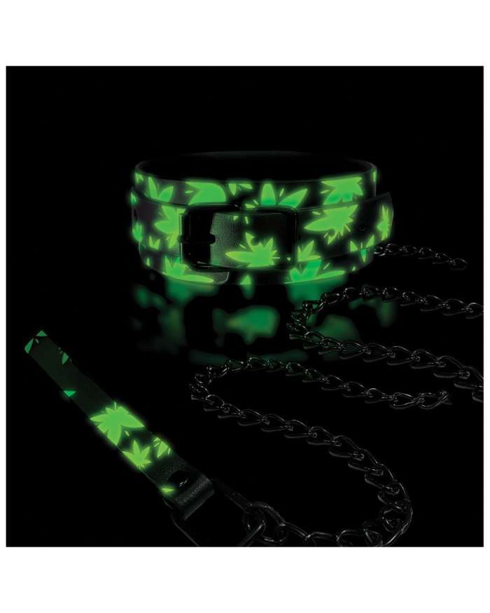 Stoner Vibes Glow-in-the-Dark Collar & Leash