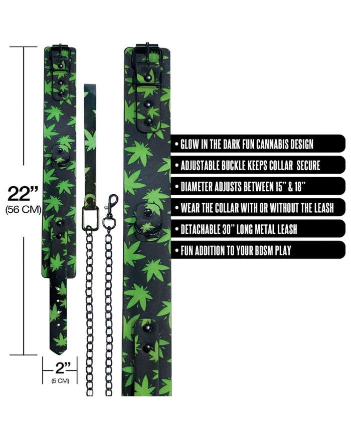 Stoner Vibes Glow-in-the-Dark Collar & Leash