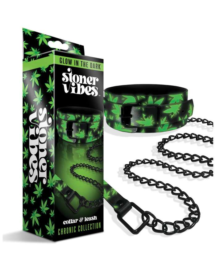 Stoner Vibes Glow-in-the-Dark Collar & Leash
