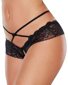 Allure Adore Dare Me Cross Waist Low-Rise Open Lace Panties