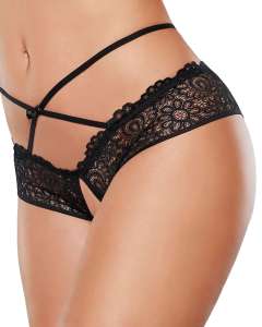 Allure Adore Crayzee Crisscross Waist Crotchless Lace Brief Panties