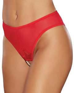 Allure Blushing Crotchless High-Waisted Panties with Pearls