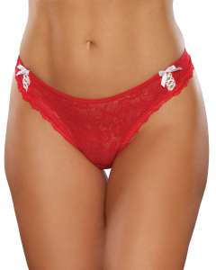 Allure Kisses & Bows Floral Thong Panties with Lace-Up Detail