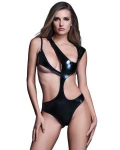 Allure Risque Lover Latex Look Vinyl Peek-A-Boo Teddy