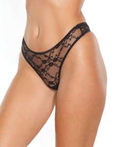 Coquette Petal Pusher Sheer Floral Lace Low Rise Thong