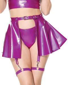 Coquette Galactic Pulse Glossy Wet-Look Flared Open-Front Skirt