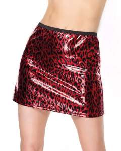 Coquette Leopard Electrix Wet-Look Leopard Print High-Waist Skirt