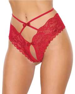 Coquette Lucky Day Open Front Floral Lace Panties