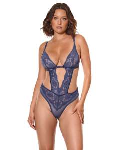 Coquette Twilight Fever Embroidered Floral Lace Teddy