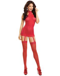 Dreamgirl Sheer Garter Bodystocking with Thigh Highs