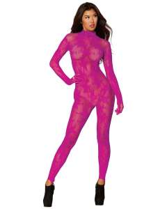 Dreamgirl Seamless Floral Knitted Fishnet Catsuit Bodystocking