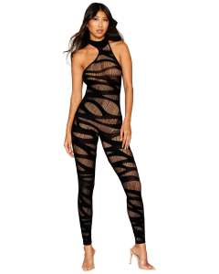 Dreamgirl Asymmetrical Bodystocking with All-Over Slash Design