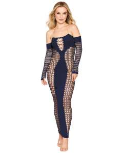 Dreamgirl Seamless Opaque Panel Gown with Removable Chain