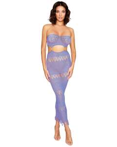 Dreamgirl Strapless Crochet Knit Cutout Gown
