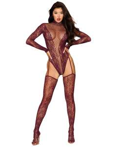 Dreamgirl Lace Diamond Net Long-Sleeve Teddy Bodystocking