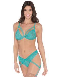 Dreamgirl Scalloped Lace Bralette & Crisscross G-String Garter Set