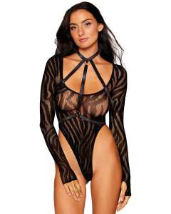 Dreamgirl Seamless Swirl Teddy & Elastic Harness Set