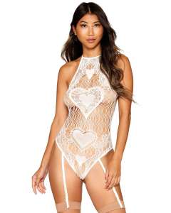 Dreamgirl Seamless Heart Pattern Garter Teddy