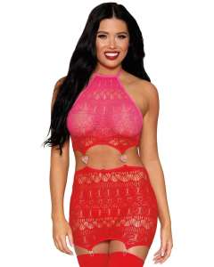 Dreamgirl Rhinestone Heart Cutout Garter Slip