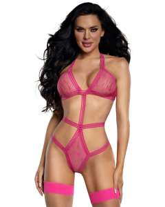 Dreamgirl Tiger Sheer Mesh Strappy Open Back Playsuit
