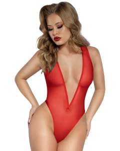 Dreamgirl Sheer Mesh Deep-V Pull-On Teddy