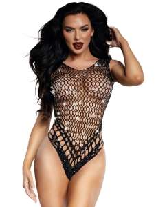 Dreamgirl Lola Rhinestone Cutout Net Teddy