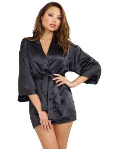 Dreamgirl Charmeuse Kimono Robe & Chemise Set