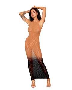 Dreamgirl Seamless Zebra Knit Ombre Bodystocking Gown