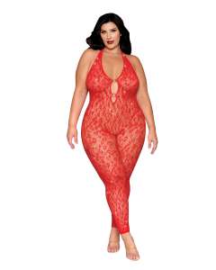 Dreamgirl Leopard Pattern Seamless Bodystocking with Gold-Tone Details