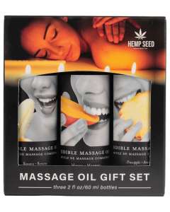 Earthly Body Hemp Seed Edible Banana, Mango & Pineapple Massage Oil Gift Set