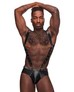 Male Power Faux Leather Uranus Suspender Jock Harness