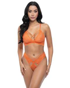 Oh La La Cheri Amina Lace Jacquard Mesh Bra & Panties Set