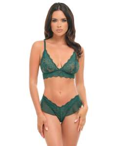 Oh La La Cheri Alessia Scalloped Lace Net Bra & Ruffled G-String Set