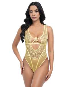 Oh La La Cheri Tiana Sheer Floral Lace Open-Back Teddy