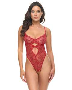 Oh La La Cheri Mariah Sheer Embroidered Bow-Detail Teddy