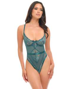Oh La La Cheri Paisley Sheer Lace Mesh Bow Detail Teddy