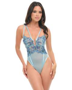 Oh La La Cheri Emilia Strappy Embroidered Mesh Teddy