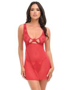 Oh La La Cheri Tiana Sheer Underwire Side-Slit Babydoll Set