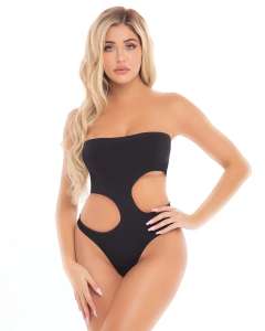 Pink Lipstick Fatale Strapless Cutout Bodysuit