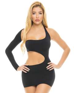 Pink Lipstick Cut My Life Into Pieces One-Sleeve Mini Dress